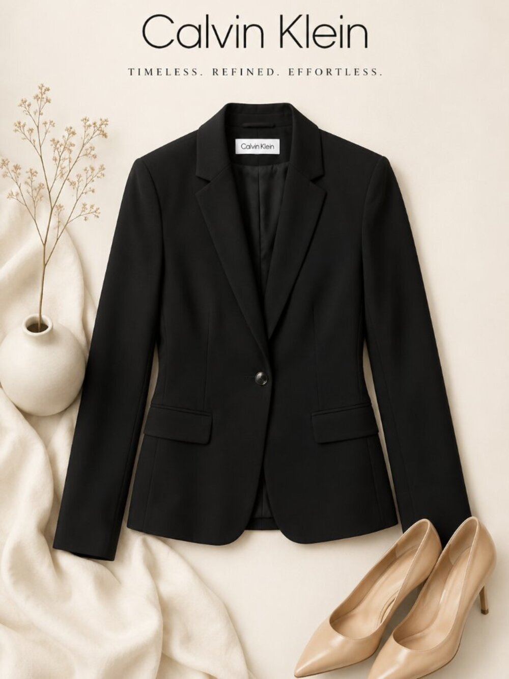 Calvin Klein Black Career Blazer 4 NWT Women's Office Workwear Jacket - Picture 3 of 6